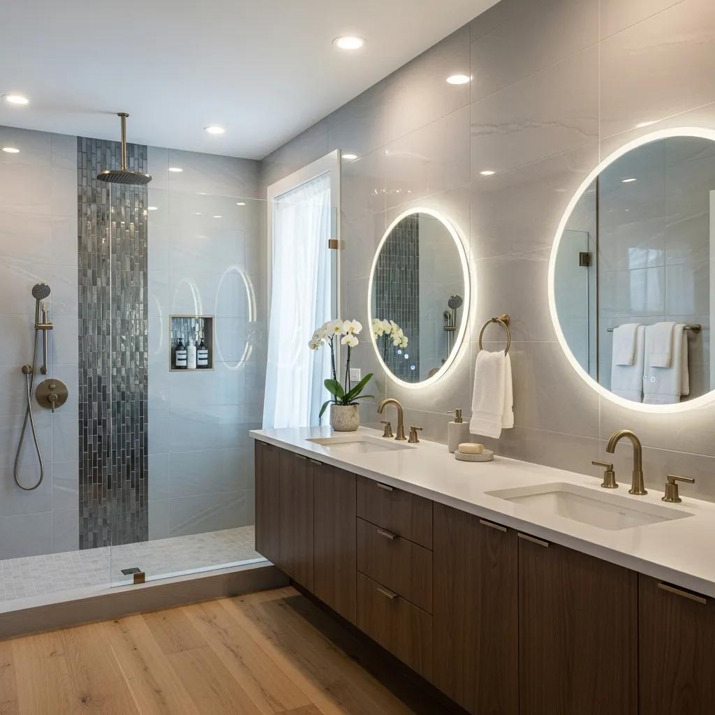 Luxurious bathroom with modern fixtures and double vanity