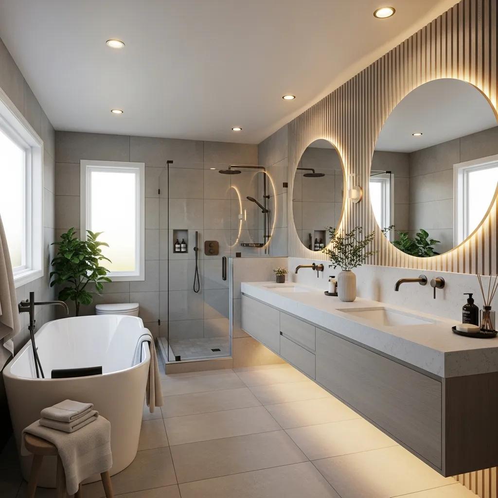 Modern bathroom remodel with elegant fixtures and stylish design