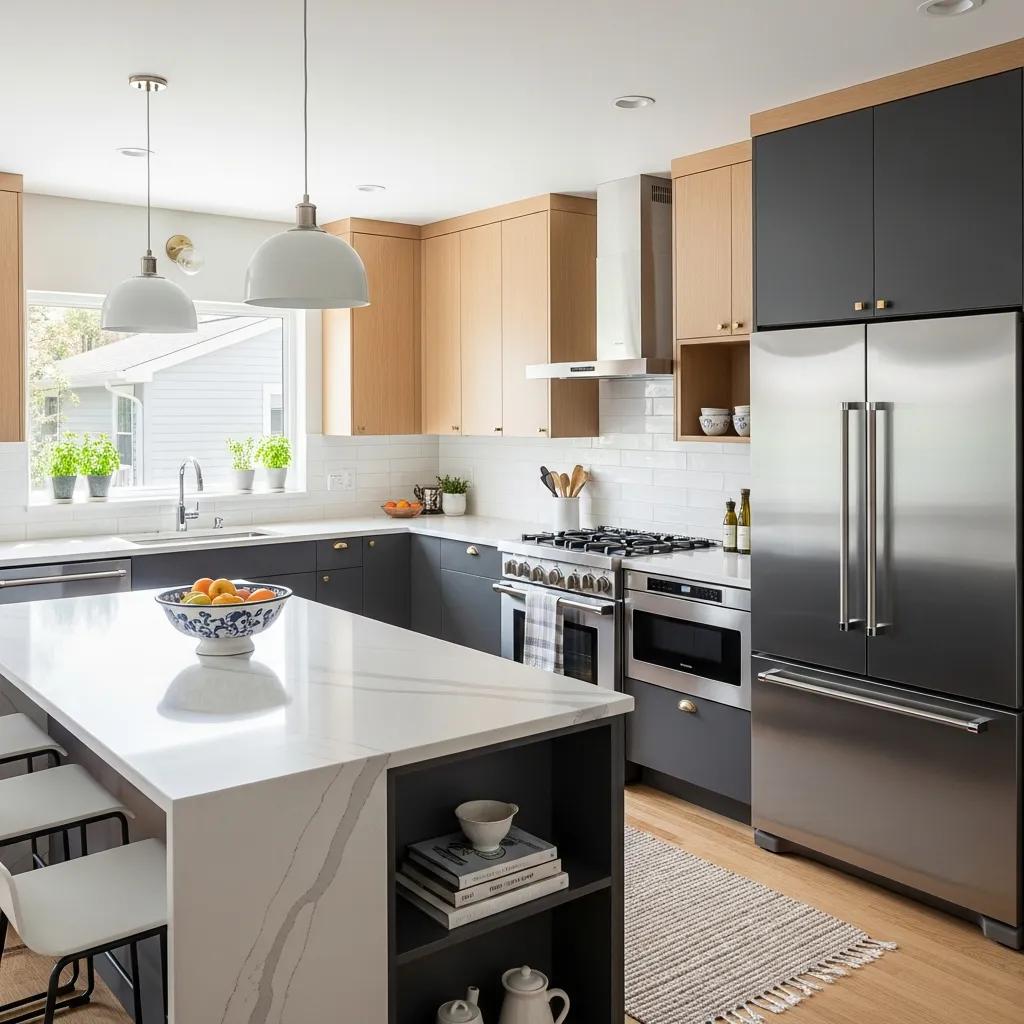 Modern kitchen renovation with energy-efficient appliances and stylish cabinetry