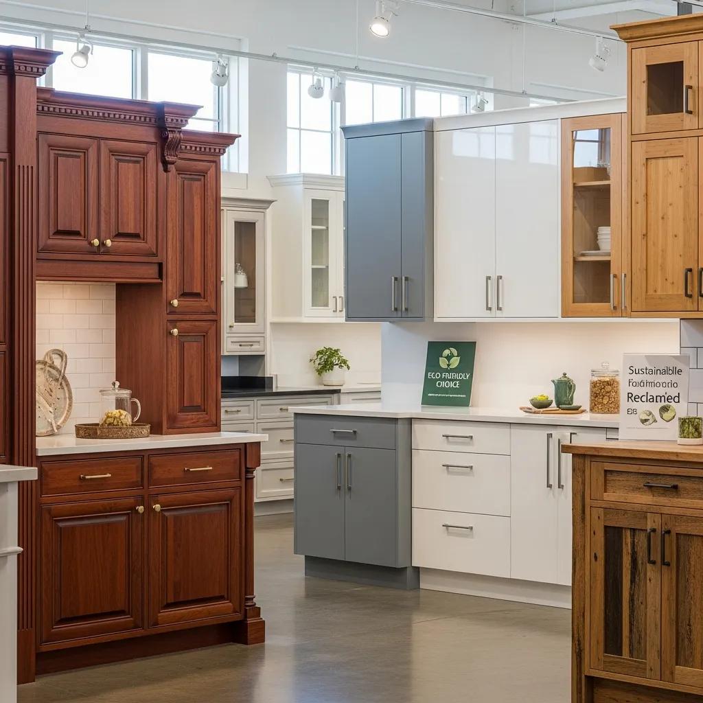 Variety of custom kitchen cabinets showcasing different styles and finishes
