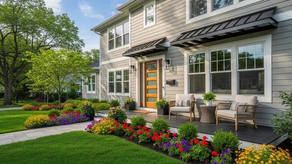 Renovated home exterior in Wilmington, DE, highlighting modern design and landscaping for increased property value